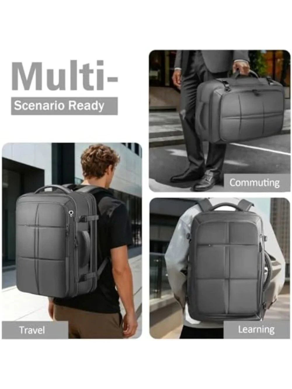 Extra Large 50L Travel Backpack - Waterproof Expandable Carry-On Daypack for